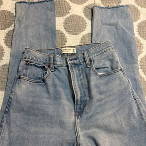 Abercrombie & Fitch Women's Straight Leg Jeans in Light Blue